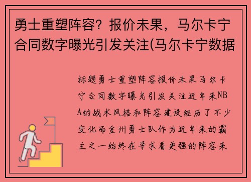 勇士重塑阵容？报价未果，马尔卡宁合同数字曝光引发关注(马尔卡宁数据虎扑)