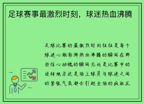 足球赛事最激烈时刻，球迷热血沸腾